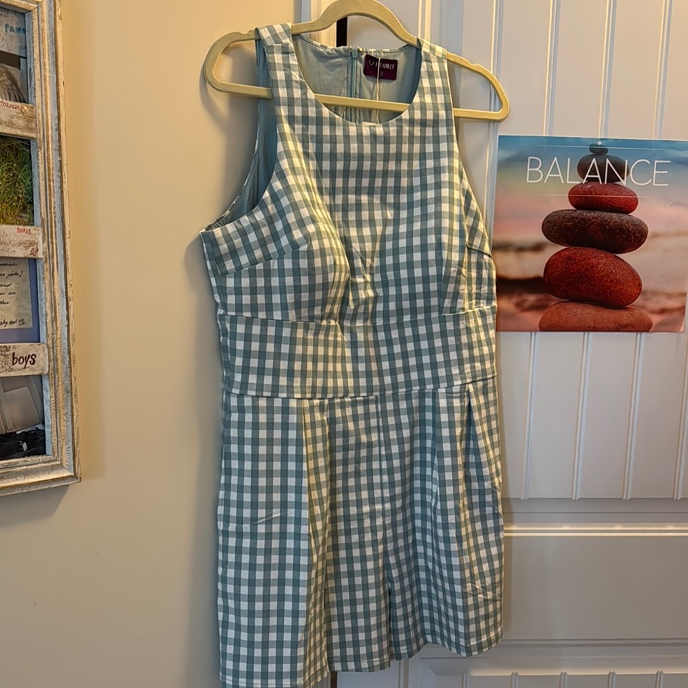 Gingham Romper - Green